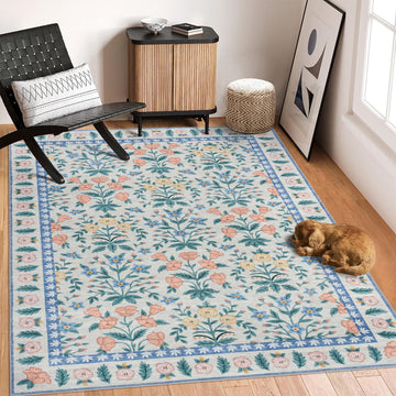 Tappeto Garvee Boho 160x230cm Nero Motivo Floreale Antiscivolo Pelo Corto Lavabile Soggiorno Sala Giochi