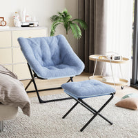 Garvee Comfy Chair XL, poltrona in pelliccia sintetica con struttura in metallo e base antiscivolo per soggiorno e camera da letto, blu, XL