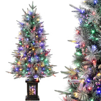 Albero di Natale Garvee 125cm con luci e decorazioni - base a fiocco di neve per una magica atmosfera invernale