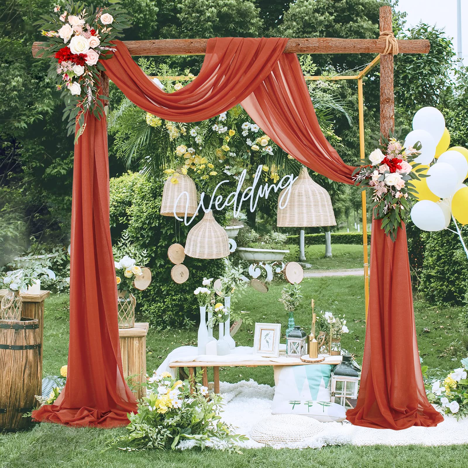 Garvee Wedding Arch Tenda in tulle drappeggiata in mussola 70x550cm Decorazione per matrimonio color caramello