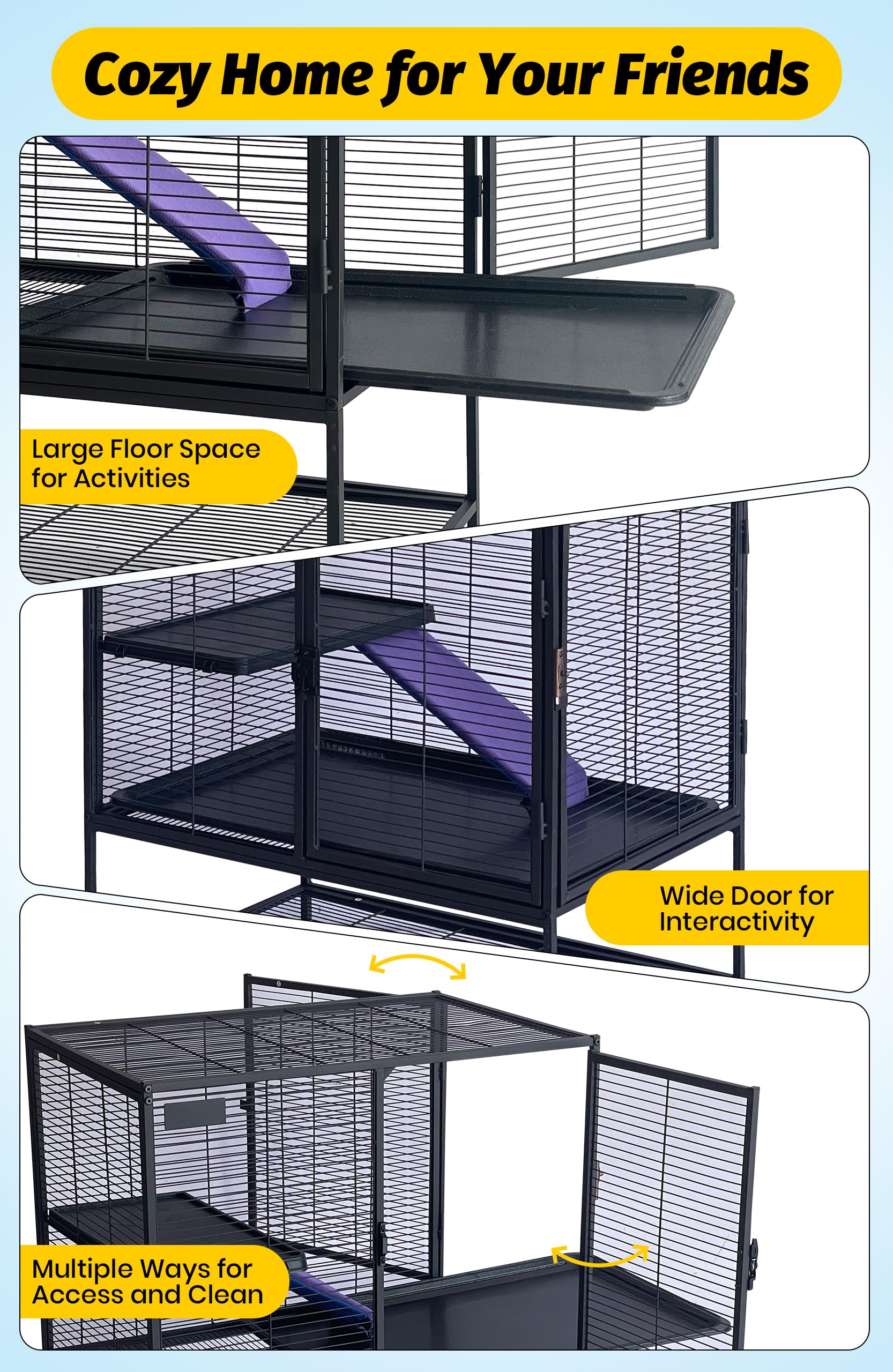 Gabbia per piccoli animali Garvee, in metallo, 36"H, a più piani con rampe, vassoio rimovibile, senza BPA, per criceti, conigli e cincillà