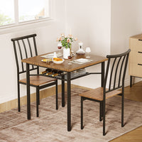 Set da pranzo Garvee per 2 persone con portabottiglie, tavolo in MDF robusto, piedini regolabili, struttura in metallo, compatto, marrone rustico