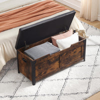 Garvee Cassapanca Contenitore in Legno con Telaio in Metallo, Cerniere di Sicurezza, Cuscino Imbottito, Ampio Spazio per Ingresso e Camera, 15.7"D x 39.4"W x 18.1"H, Multicolore