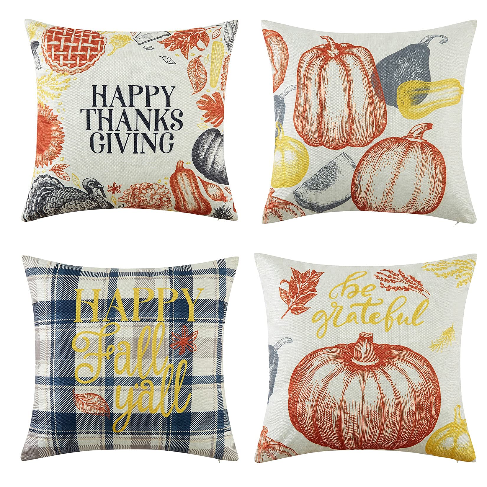 GARVEE Federe in piuma 45x45 cm, decorazione autunnale, in poliestere, con cerniera, set da 4 pezzi, soggiorno, camera da letto, Ringraziamento