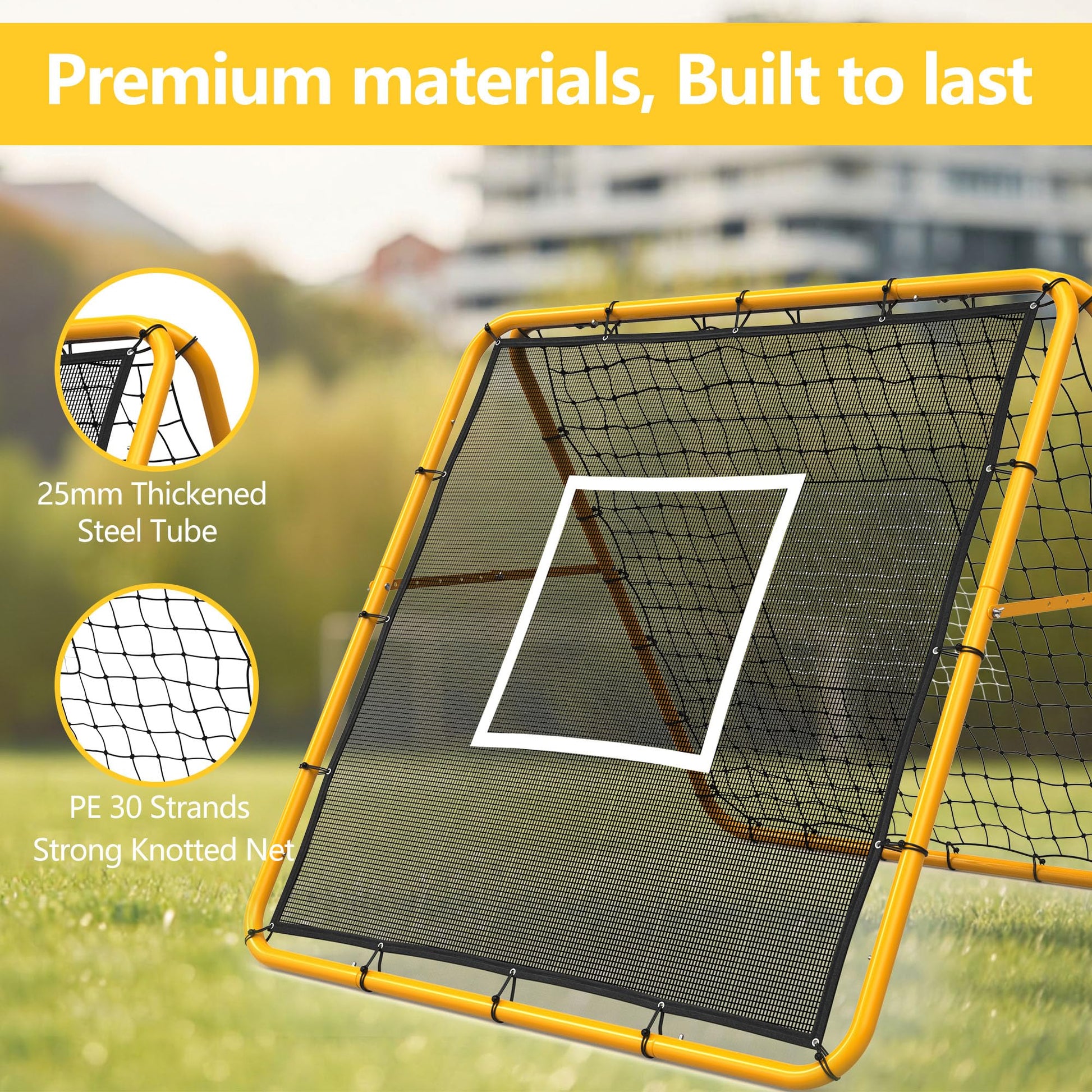 Rete da rimbalzo per calcio Garvee 4x4 piedi, angolo regolabile, doppia faccia, struttura in acciaio, rete in PE resistente alle intemperie, per allenamento di calcio in giardino