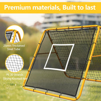 Rete da rimbalzo per calcio Garvee 4x4 piedi, angolo regolabile, doppia faccia, struttura in acciaio, rete in PE resistente alle intemperie, per allenamento di calcio in giardino