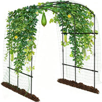 Garvee, grande arco da giardino, traliccio a tunnel da 7 piedi con rete in nylon e clip, in metallo, antiruggine, stabile, per ortaggi e fiori, 220x180x190 cm, nero