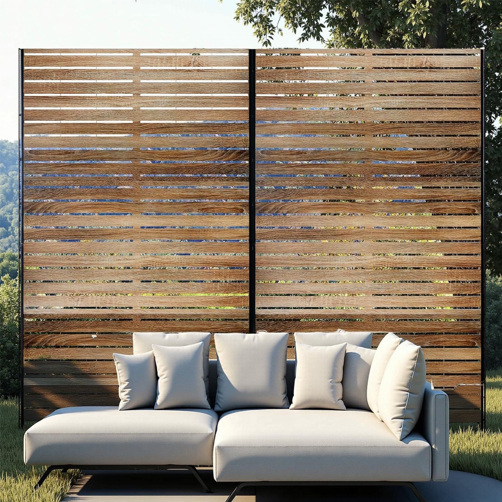Garvee Metal Privacy Screen 72"x47" Robusto acciaio antiruggine autoportante per giardino e balcone