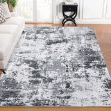 Tappeto lavabile Garvee Modern Abstract per soggiorno o camera da letto, 120x170 cm, grigio, pelo corto, antiscivolo, pieghevole - Grigio Bianco