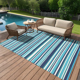 Garvee Tappeto Esterno 9x18 Navy Blue Teal, Geometrico, Doppia Faccia, UV-Resistente, Plastica Paglia, Antiscivolo, Portatile per Campeggio e Spiaggia