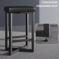 Set di 2 sgabelli da bar Garvee, 24.6" in similpelle, struttura in metallo, poggiapiedi a