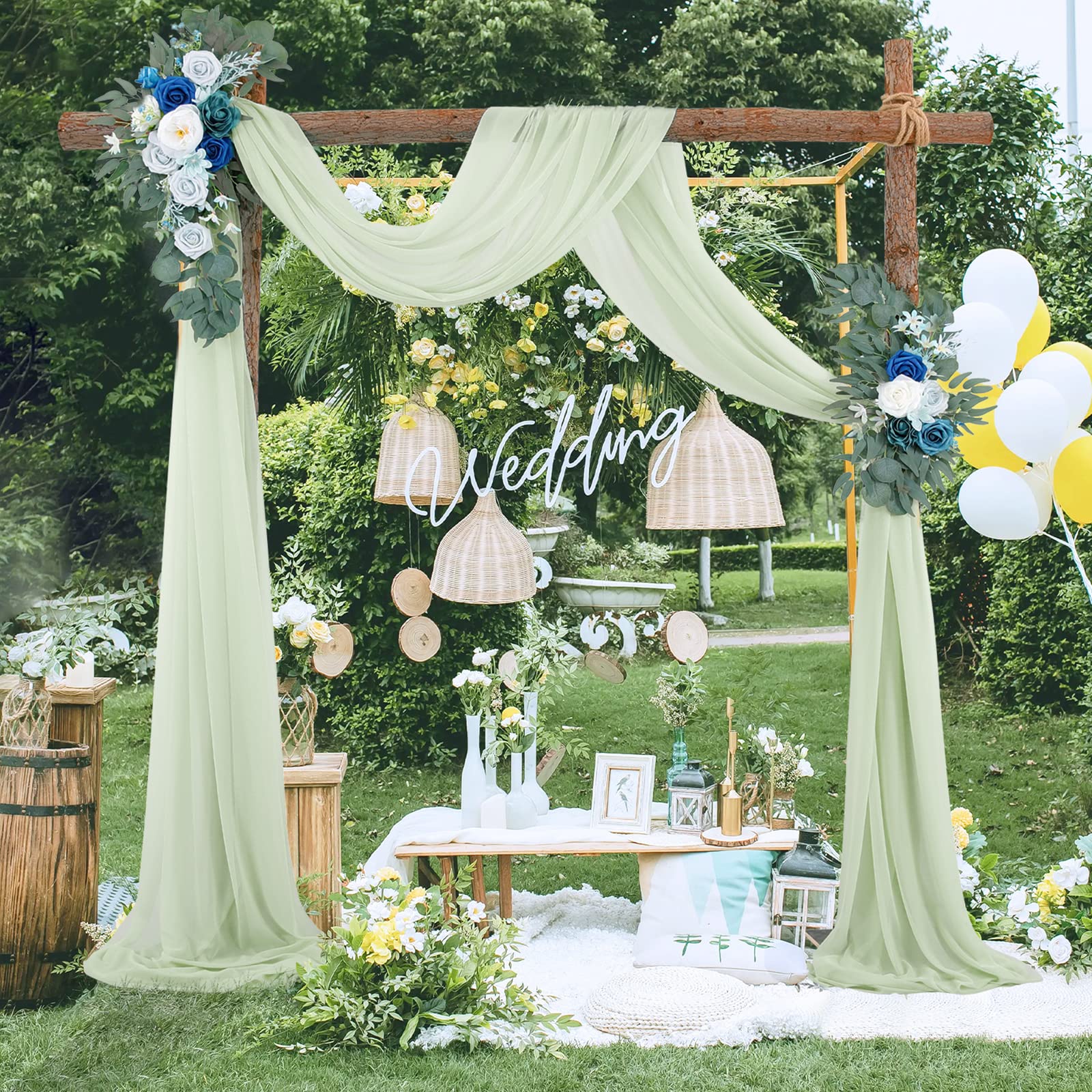 Garvee Wedding Arch Tenda in tulle di mussola trasparente 70x550cm Decorazione per matrimonio grigio-verde
