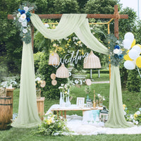 Garvee Wedding Arch Tenda in tulle di mussola trasparente 70x550cm Decorazione per matrimonio grigio-verde