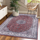 Tappeto Corridoio Vintage Garvee Design Boho Marocchino Lavabile Antiscivolo Rosso Ruggine 140x200 cm per Ingresso Soggiorno - Rosso
