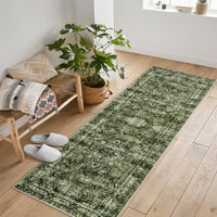 Tappeto a pelo corto Garvee verde 240x340cm lavabile boho vintage soggiorno camera da letto