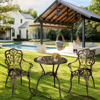 Set da esterno Garvee da 3 pezzi in alluminio pressofuso con foro per ombrellone per giardino, balcone, terrazza, finitura in ottone retrò, robusto ed elegante