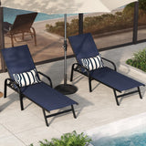 Garvee Sedia Lounge da Esterno Regolabile con Schienale 5 Posizioni Tessuto Textilene Metallo Blu Navy Set 2 - Navy Blue