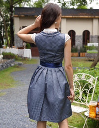 Garvee Dirndl da donna elegante, corto, set da 3 pezzi, blu Oktoberfest, taglia 40