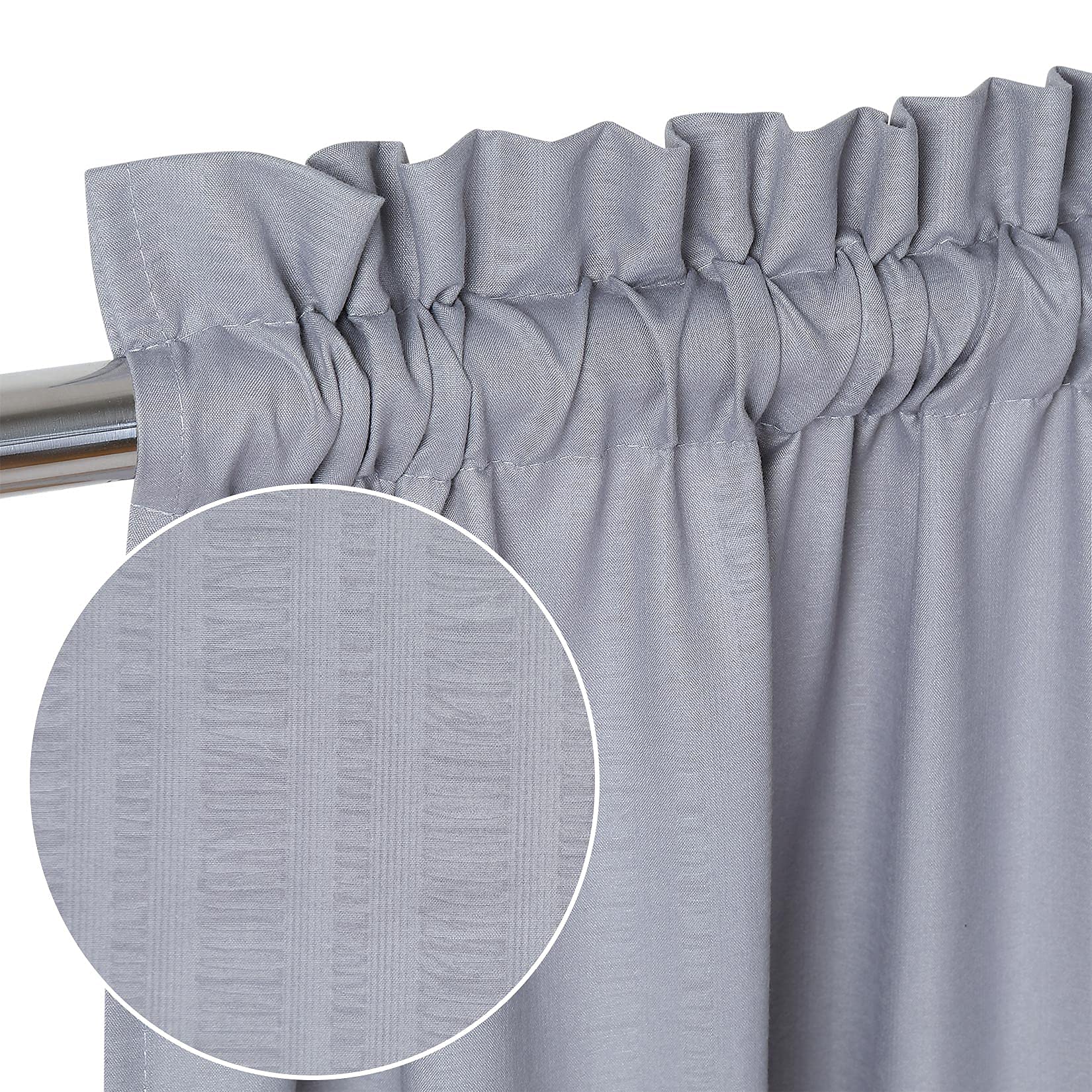 Garvee Tende da Cucina Impermeabili con Texture in Rilievo, Tende Corte da Caffè per Cucina e Bagno, 2 x 30x60 cm, Grigio