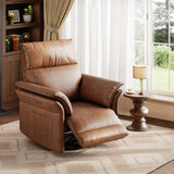 Garvee Poltrona Relax Power Recliner Glider con USB, Pelle PU Premium, Doppio Bracciolo, Rotazione 270°, Dondolo, per Soggiorno e Nursery, Nero - Walnut