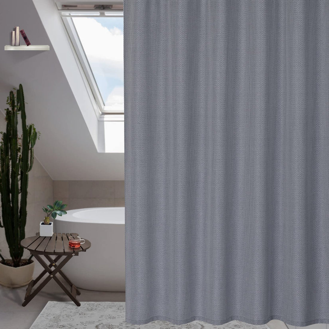 Tenda da doccia Garvee Navy in microfibra idrorepellente, resistente, 155 g/m², in poliestere, per bagno, 182,9 x 213,4 cm