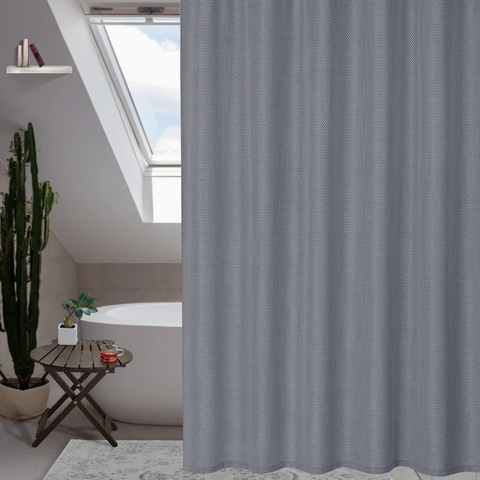 Tenda da doccia Garvee Navy in microfibra idrorepellente, resistente, 155 g/m², in poliestere, per bagno, 182,9 x 213,4 cm