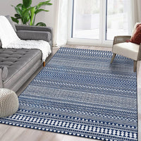 Garvee Teppich Vintage In & Outdoor Navy Blau, Wasserfest, Rutschfest, Kurzflor Polyester, Modernes Geometrisches Design, Wohnzimmer Esszimmer Schlafzimmer