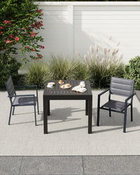 Sedie da pranzo da giardino Garvee impilabili in metallo, 2 pezzi, con textilene resistente ai raggi UV, per giardino e terrazza, leggere, resistenti alle intemperie, struttura in alluminio, nere