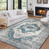 Tappeto decorativo lavabile Garvee, a pelo corto, blu-grigio, 120 x 170 cm, per camera da letto, soggiorno, sala da pranzo, ingresso - Blu-grigio