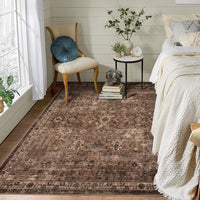 Tappeto Garvee Boho, Soggiorno, Vintage, Lavabile, Pelo Corto, Antiscivolo, Tappeti per Camera da Letto, Stile Retrò, 120x170 cm, Marrone Rossastro