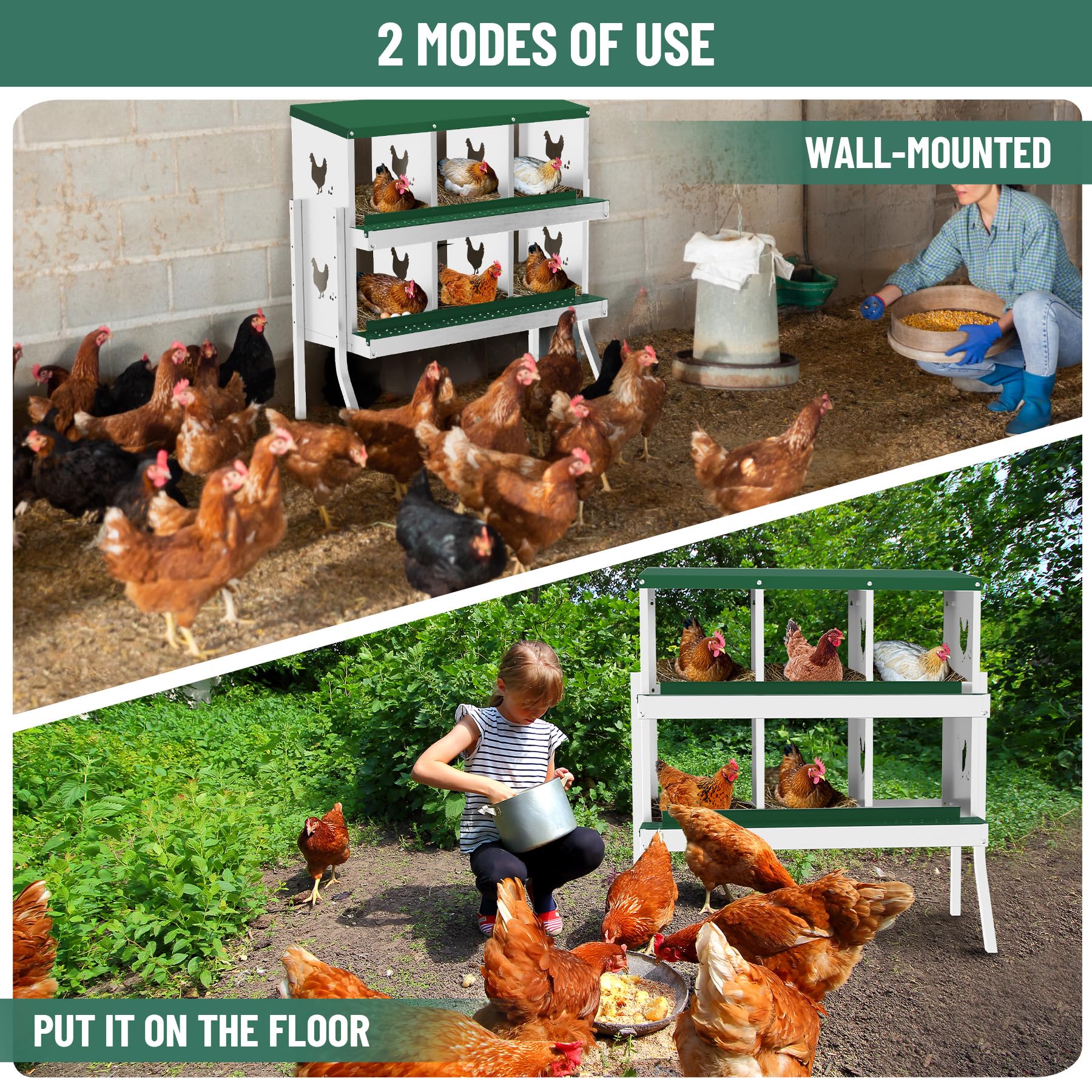 Cassette nido Garvee – Metallo, 6 scomparti con supporto, resistenti alle intemperie, 81,4 cm di lunghezza x 43,2 cm di larghezza x 67,2 cm di altezza