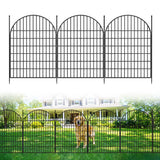 Garvee Recinzione da Giardino in Ferro Antiruggine 40in x 23.6ft, 10 Pannelli con Cancello Basso per Esterno Patio, Nero