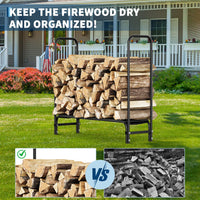 Garvee 4 piedi supporto per legna da ardere supporto per legna per impieghi gravosi per giardino e patio capacità di carico 2000 libbre acciaio inossidabile nero