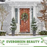 Garvee Set di 4 piedi di albero artificiale in cedro topiario, resistente ai raggi UV, resistente alle intemperie, materiale PE, 2 pezzi, per giardino e patio, verde