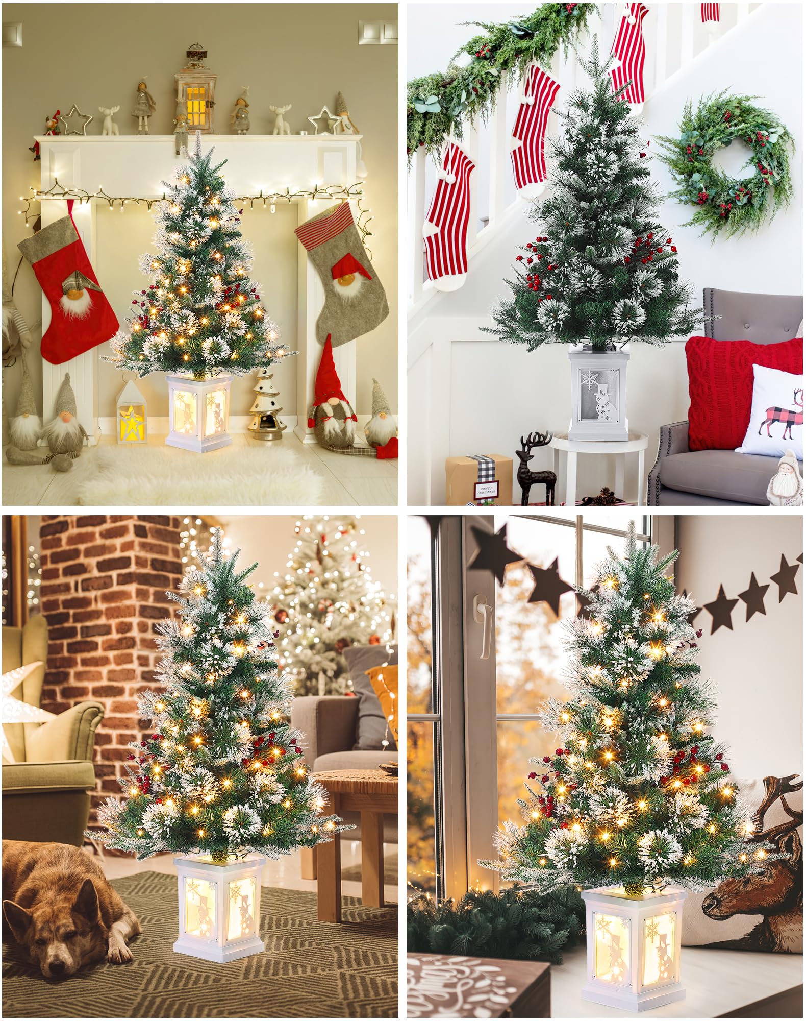 Albero di Natale artificiale Garvee, 1 pezzo – 3 piedi, 78 LED in fibra ottica, 8 modalità di luce, base a forma di pupazzo di neve