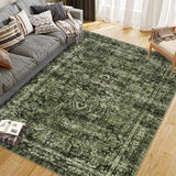 Tappeto a pelo corto Garvee per soggiorno Boho Vintage Verde 160x230cm Tappeto moderno da salotto lavabile antiscivolo - Verde