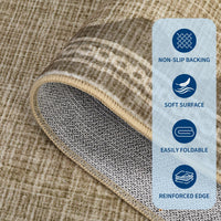 Tappeto lavabile Garvee grande 160x230 cm per soggiorno e camera da letto, antiscivolo, motivo a onde moderno, colore lino