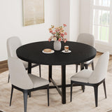 Garvee Tavolo da Pranzo Rotondo 119 cm per 4-6 Persone, Metallo Industriale, MDF Alta Densità, Design Salvaspazio, Nero e Rovere Naturale - Nero