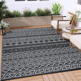Garvee Tappeto Esterno Impermeabile 183x274 cm Resistente UV Morbido Plastica Doppia Faccia Portatile per Patio Campeggio Spiaggia - Nero e Bianco