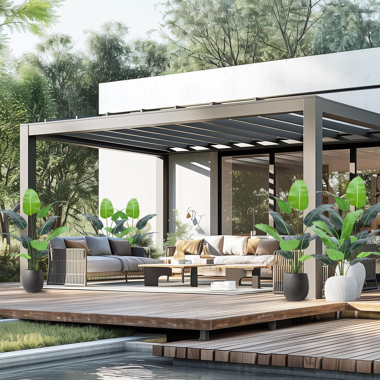 Palma artificiale Garvee, uccello del paradiso, 4 piedi, foglie regolabili, materiale in seta resistente, ufficio e soggiorno, verde