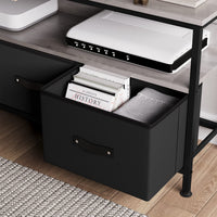 Mobile porta TV Garvee da 55 pollici con cassetti in tessuto e piedini regolabili per soggiorno e camera da letto, grigio, robusto legno MDF