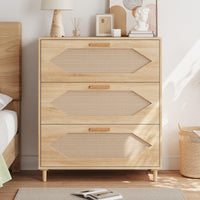 Cassettiera in rattan Garvee a 3 cassetti per camera da letto, ampio spazio di archiviazione, impermeabile, in legno MDF, moderna, per soggiorno e corridoio, marrone
