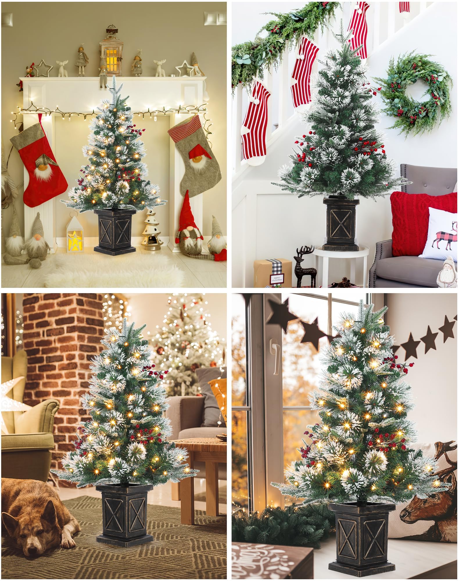 Albero di Natale Artificiale Garvee 90 cm con 78 LED Fibra Ottica Bianco Caldo, 8 Modalità Luce