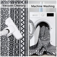 Tappeto marocchino Boho GARVEE 160x230cm Nero, idrorepellente, a pelo corto, resistente all'olio e alle macchie, lavabile, soggiorno e camera da letto