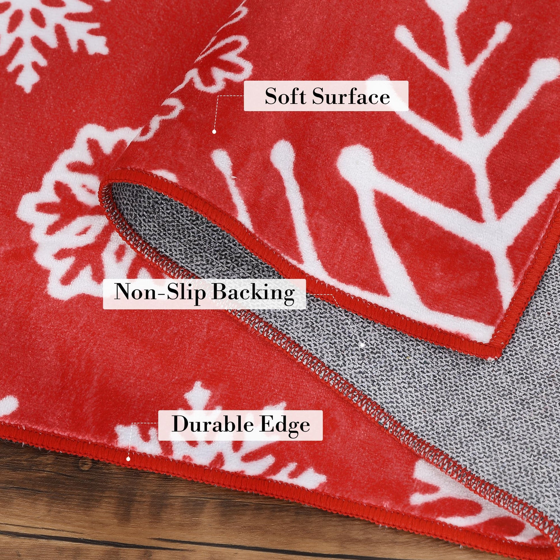Tappeto natalizio per interni Garvee con motivo a fiocco di neve, antiscivolo, lavabile, morbido, anti-pelucchi per bagno e cucina, decorazione festiva