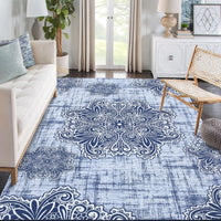 Garvee Tappeto Vintage Grande 200x290 cm Boho Blu Ultra Morbido Rutschfest Lavabile Basso Pelo Pieghevole Per Soggiorno Sala Da Pranzo Camera Da Letto