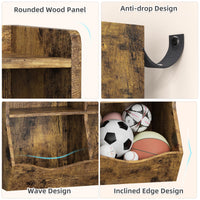 Mobiletto portagiochi rustico marrone Garvee con 3 ripiani, protezione antiribaltamento per camerette e sale giochi per bambini, in legno, robusto, sicuro per i bambini