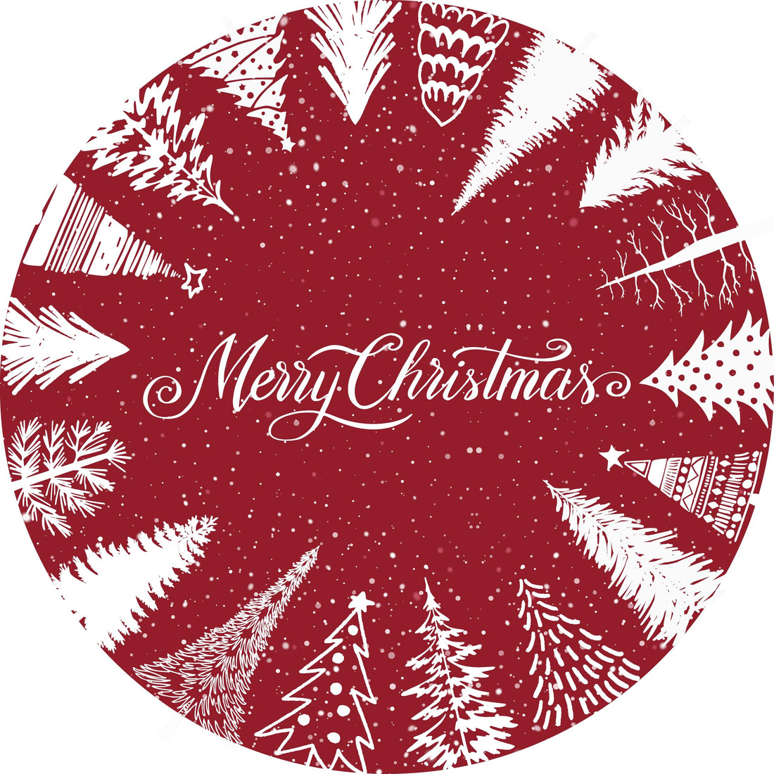 Tappeto natalizio rotondo Garvee, antiscivolo, Buon Natale, motivo albero rosso e fiocco di neve, per ingresso, 120 cm