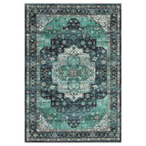 Garvee Tappeto Vintage Orientale Lavabile in Lavatrice Antiscivolo Morbido 240x340cm Blu-Verde per Soggiorno - Verde Azzurro-3