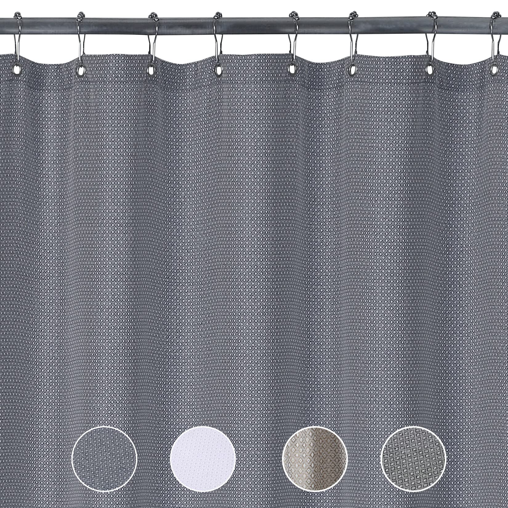 Tenda da doccia Garvee in tessuto di lino, idrorepellente, trama a nido d'ape, 72x72 pollici, bagno, hotel di lusso, occhielli antiruggine